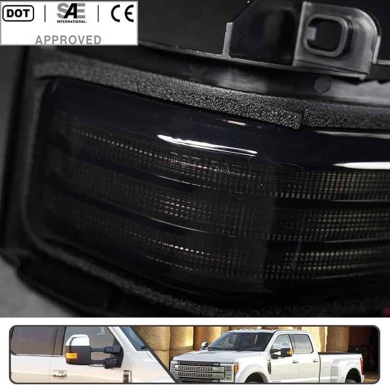 Mingrui test 2Pcs Sequential LED Side Mirror Marker Light for Ford F150 2015-2023, F250 F350 F450 F550 Super Duty 2017-2023 Amber Dynamic Blinker Indicator Turn Signal Light White Driving/Running Light Smoke Lens - Image 4